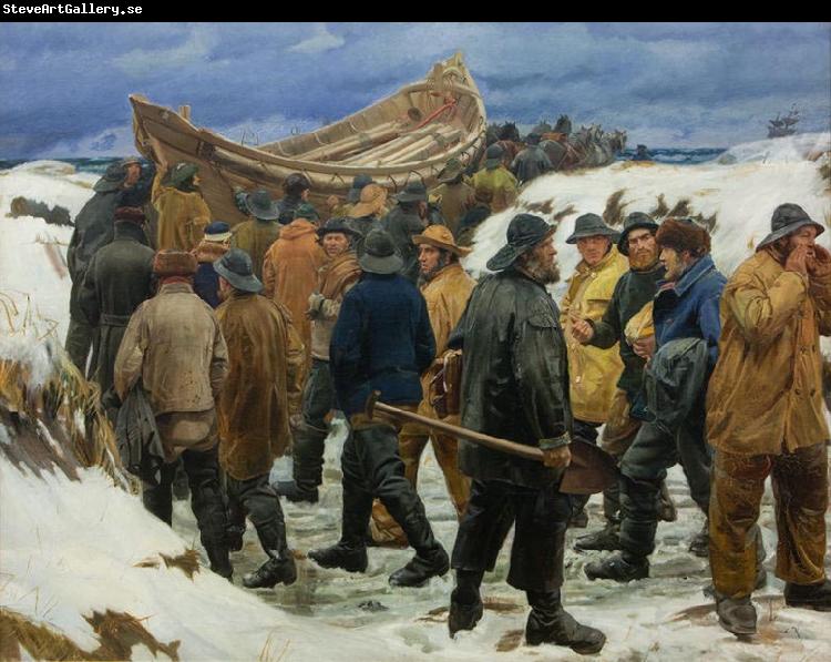 Michael Ancher The Lifeboat is Taken through the Dunes